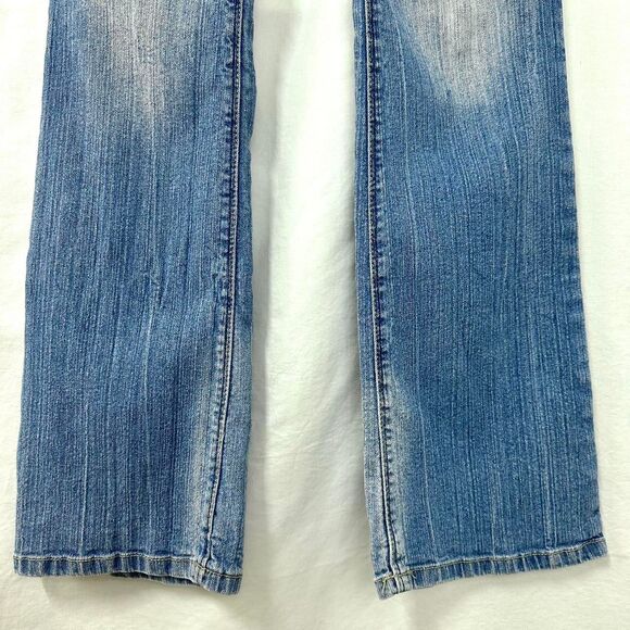 L.E.I. Blue Denim Ashley Low Rise Bootcut Flare Jeans Womens 11 2000s Y2K Retro - Picture 2 of 7